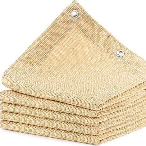 Filet Protection Solaire 90% UV Tissu D'Ombrage,Voile d'ombrage rectangulaire avec œillets,Filet d'ombrage extérieur pour Serre, Terrasse - Jardin - Plantes - Clôture - Camping - Beige (1/5)