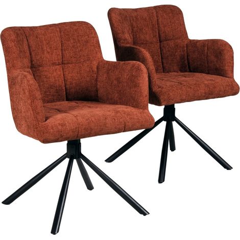 Le Quai Des Affaires – Lot de 2 chaises pivotantes 180° – Assise tissu brun brique – Piètement métal avec patins réglables – Montage facile (1/5)
