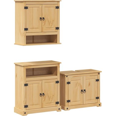 Maison Exclusive - Set Mobili da Bagno 3 pz Corona in Legno Massello di Pino