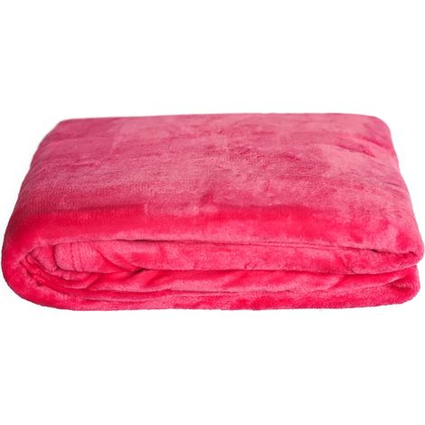 Kuschelige Decke 150x200 cm Fleecedecke Wohndecke aus Polyester Tagesdecke Rosa (1/5)