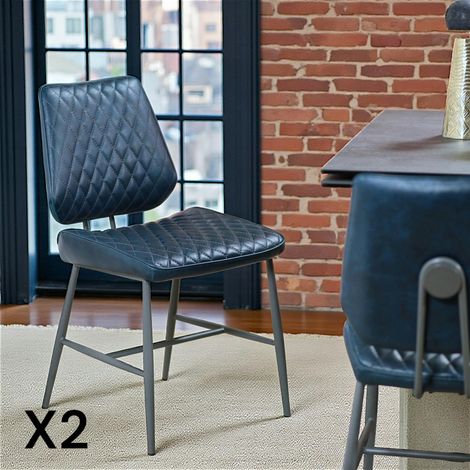 Chaise industrielle bleu foncé (lot de 2) SALERNE (1/5)
