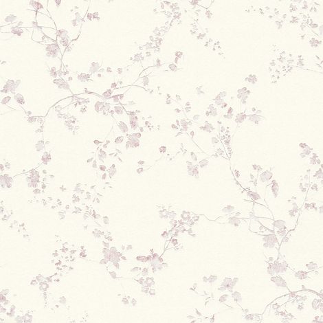 Papel pintado naturaleza Profhome 368961 papel pintado no tejido ligeramente texturado con ornamentos florales brillante violeta blanco-crema 5,33 m2 (1/5)