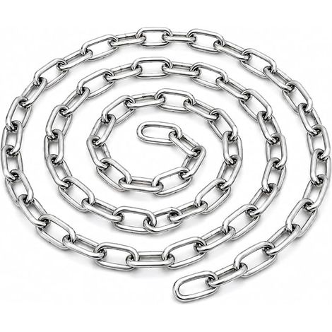 6mm x 2m Stainless Steel Chain Heavy Duty 304 Stainless Steel Wire Chain for Hanging Chair, Strike Bag, Swing and Garden, Weatherproof Welded Links (1/5)