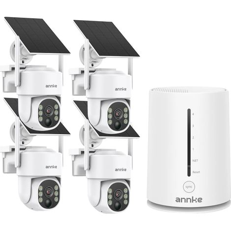 Système de caméra de sécurité, résolution 4MP, fonctionnalité panoramique et inclinaison, 9000mAh 4pcs Caméra (1/2)