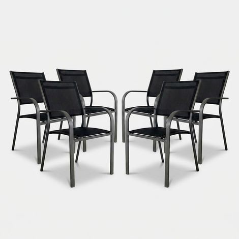 Set 6 sedie da giardino impilabili in alluminio antracite (1/5)