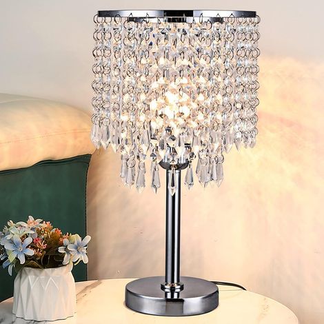 220 V Kristall Tischlampe Arbeitszimmer Schreibtischlampe Weicher Augenschutz Nachtlampe E27 Nachttischlampe für Schlafzimmer, Wohnzimmer, Mädchen Zimmer Weiß
