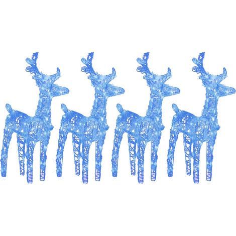 Rennes de Noël 4 pcs 160 LED Bleu Acrylique