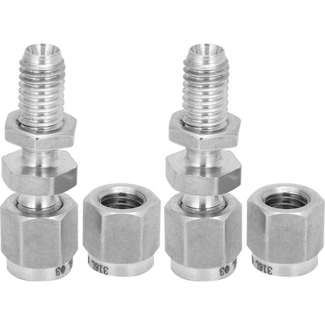 2 pièces Raccord de cloison à compression en acier inoxydable 316 à double virole AccessoireФ3 (1/5)
