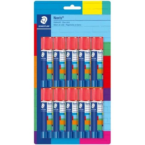 Bâton de colle - STAEDTLER - Noris - Lot de 10 - 10g - Extractible par rotation