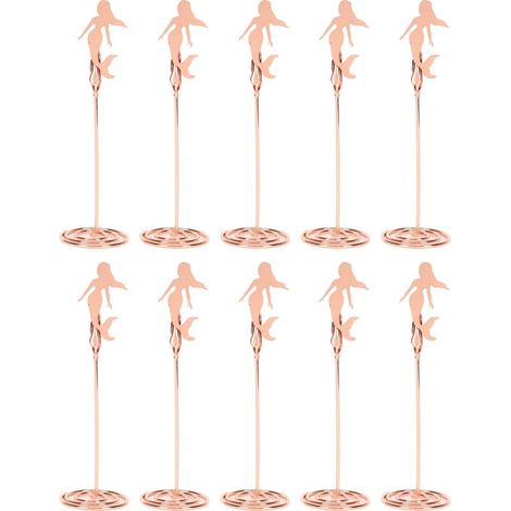 Porte-cartes de table en fer, design sirène, base spirale antidérapante, lot de 10 supports pour mariage, restaurant, photo et mémo, élégant et durable (1/5)