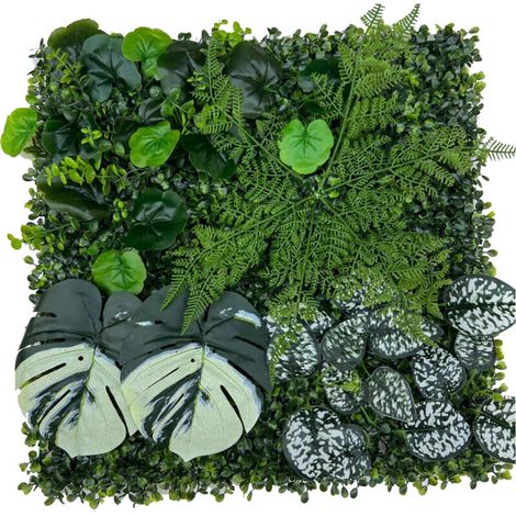 Lot de 4 haies murales artificielles, écrans de protection et d'intimité pour jardin, toile de fond en gazon synthétique, protection UV, 50 cm x 50 cm (1/5)