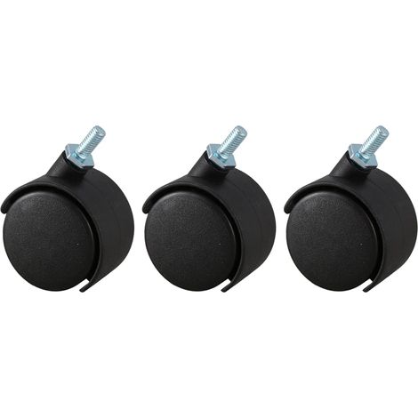 pivotante double 3 x 6 mm tige filetée de 40 mm noire