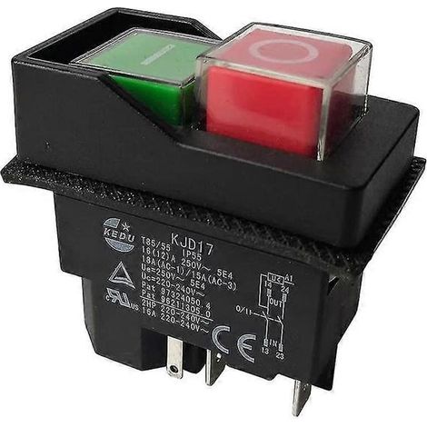 Interrupteurs à bouton-poussoir électromagnétiques KJD17 220 V 5 broches pour outils de jardin (1/5)