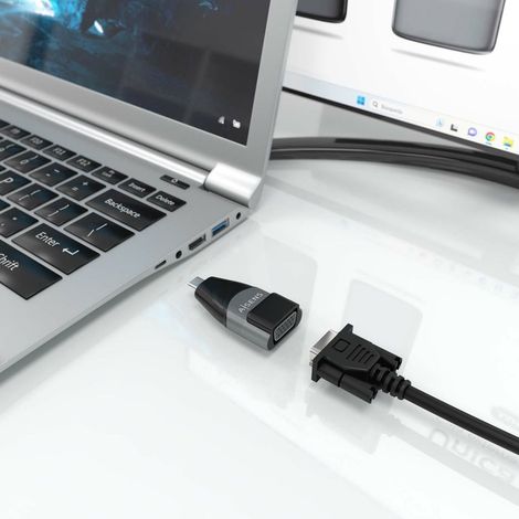 AISENS - ADAPTADOR CONVERSOR ALUMINIO USB-C A VGA, USB-C/M-HDB15/H, GRIS