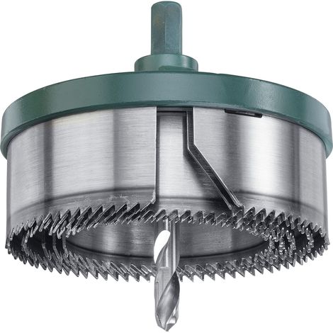 Scie cloche multi-couronnes 5 pièces Ø 68, 74, 80, 90 et 100 mm avec bonne performance de coupe, longue durée de vie, plateau d'appui lourd en fonte d'aluminium et queue six pans (1/5)
