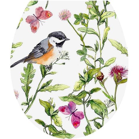 Autocollants décoratifs pour WC, motif bouquet, amovibles, pour couvercle de réservoir. (1/5)
