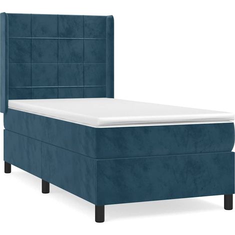 Maison Exclusive - Giroletto a Molle con Materasso Blu Scuro 80x200 cm in Velluto (1/5)