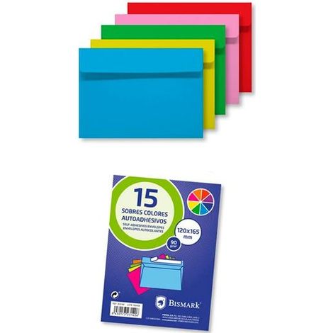 Bismark buste di carta autoadesive 90gr 120x165mm colori 15 buste assortite