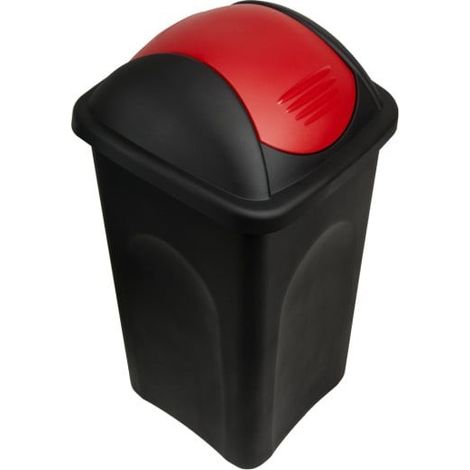 Poubelle domestique 60 l. Rouge et noire. Couvercle rapide (1/3)