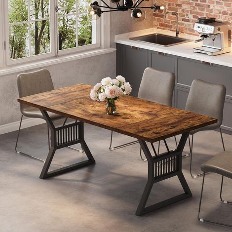 GARVEE -Table à Manger Rectangulaire 180x75 cm, Bois et Acier - 6 à 8 Personnes, Table Pour Salon (1/5)