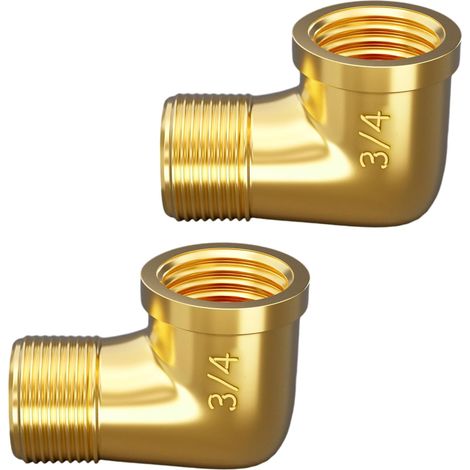 Réducteurs 1/4 à 3/8 Pouce en Laiton, Rallonge de Réduction avec Hexagone, Filetage Extérieur x Intérieur, pour la Conversion Tuyauterie(Lot 4) Angle 90° Agxig 3/4" (1/5)
