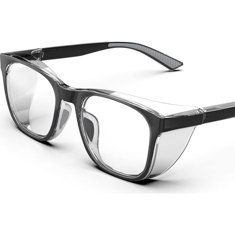 Lunettes de sécurité transparentes avec protections latérales, antibuée et anti-rayures avec poignées antidérapantes et protection UV complète - Lunettes de sécurité idéales pour femmes et hommes (1/4)
