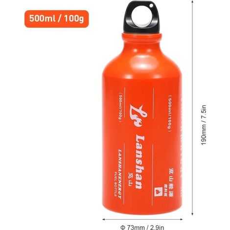 Bouteille de 500 ml pour essence, kérosène, alcool, gaz liquide, idéale pour le camping, les réchauds à pétrole multi-combustibles et les réchauds de cuisine portables.