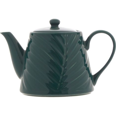 Interiors By Premier Botanical Pattern Ceramic Teapot,Dark Green Teapot With Embossed Detailing,Tea Pot For Herbal Blends (1/5)