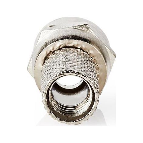 Conector f recto masculino niquelado 75 ohmios giro diametro de entrada del cable 74 mm aleacion de zinc plata 25 uds bolsa de plastico