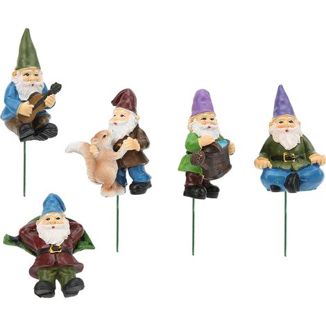 Cinq statues de lutins de jardin, d'apparence mignonne, aux formes variées et aux couleurs vives, parfaites pour la décoration de la pelouse, la décoration intérieure et comme cadeaux. (1/5)