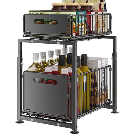 2-Stöckiger Unterschrank Organizer, Schubladen-Organizer Auszieh-Schubladenkorb (1/5)