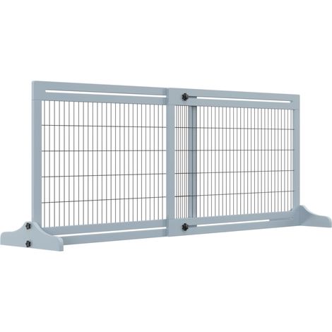 Ausziehbares Hundegitter aus Holz MODENUIT, Grau, 104-183 x 36 x 69 cm (1/4)