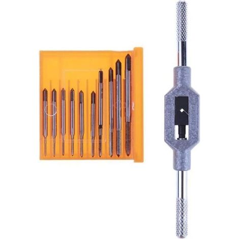 11-piece tap set M1 to M3.5 – High-speed steel – Chrome finish – For precision threading – Fast chip removal – 11 pieces (1/5)