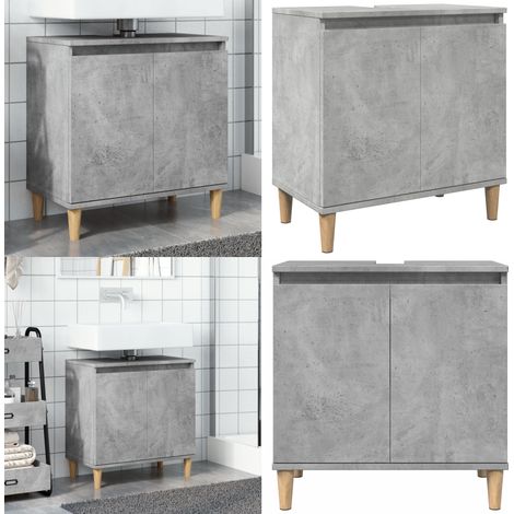 vidaXL Meuble de lavabo gris béton 58x33x60 cm bois d'ingénierie
