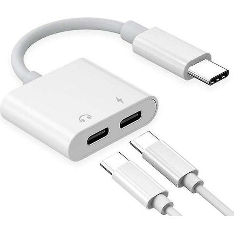 CREA Dual Usb Type-c Splitter With Dac, Audio Adapter And Charging Converter For Pixel 2 3 4xl Galaxy S10 9 8 Huawei P30 Pro (1/5)