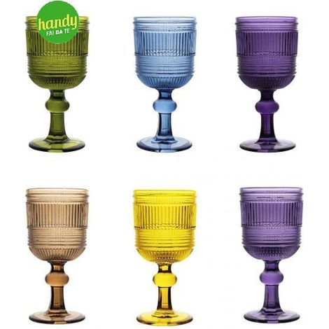 Set 6 calici Hydra H&H cl. 24 in vetro colori assortiti