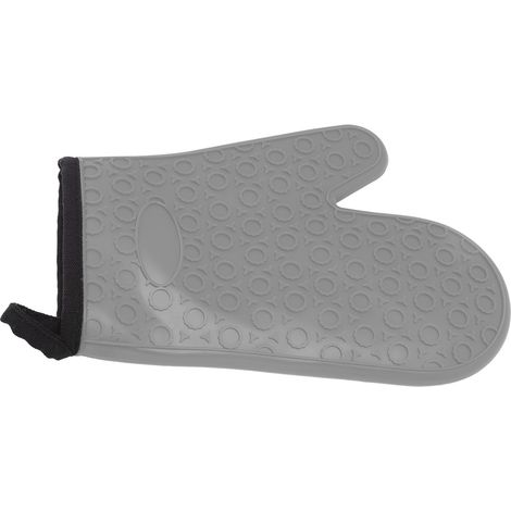 Gant de cuisine en silicone gris, résistant aux hautes températures, imperméable et antidérapant, avec doublure en coton. (1/5)