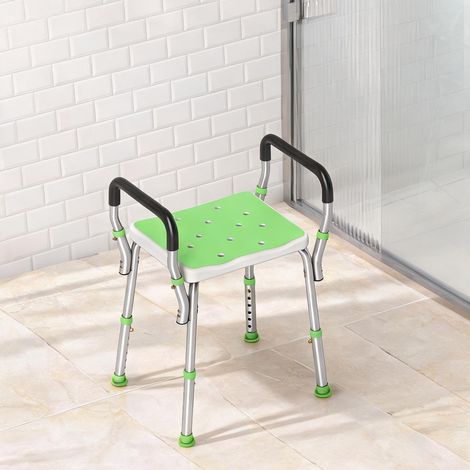 Siège de bain réglable avec accoudoirs aluminium 52 x 45 x vert (1/5)
