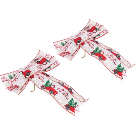 Lot de 2 décorations de sapin de Noël en forme de nœud, aux couleurs vives, faites à la main, convenant aux couronnes, arches, fêtes de fin d'année et décorations hivernales.