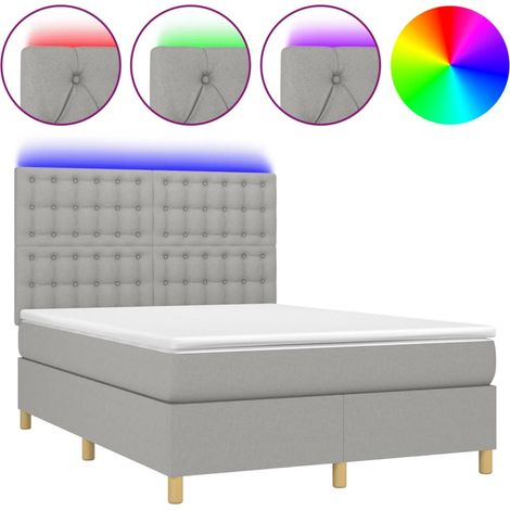 Maison Exclusive - Cama box spring colchón y luces LED tela gris