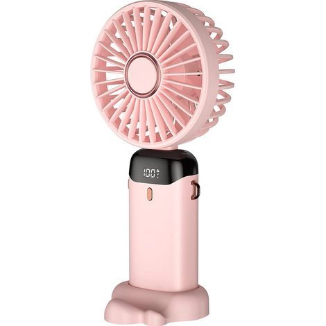 Tragbarer Mini-USB-Ventilator, wiederaufladbar, kleiner Taschenventilator mit 5 Geschwindigkeitsstufen und Standfuß, 4000-mAh-Akku, faltbarer Tischventilator für Büro und Außenbereich (1/5)
