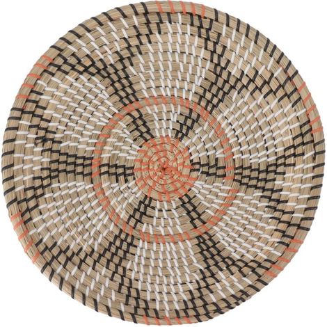Runde Wandornamente aus Kunstrasen, 35 cm Durchmesser. Handgeflochtene Wandkörbe, ideal für Wohnzimmer oder Küche. Stil 3 – Crezuo