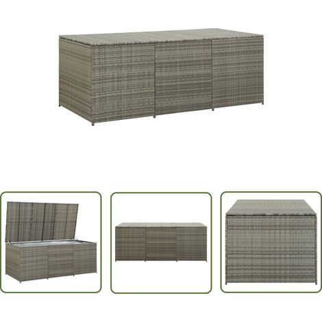 The Living Store Boîte de rangement de jardin résine tressée 180x90x70 cm gris - Coffre De Rangement - Boîte De Rangement Extérieure - Rangement Jardin - Meuble De Jardin - Résine Tressée (1/5)