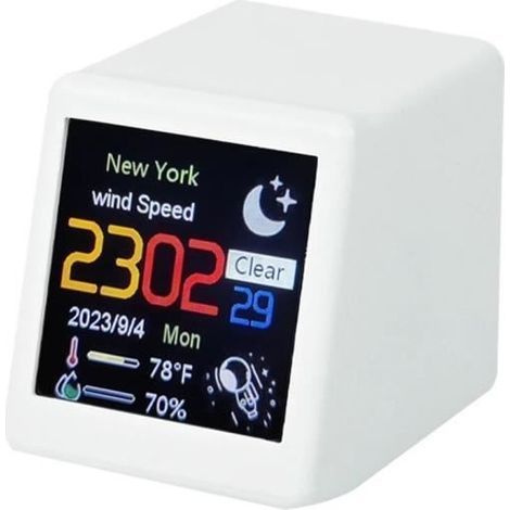 Intelligente WLAN-Wetterstation für Zuhause und Büro, Digitaluhr, Wetteranzeige, Uhrzeit und Datum - Weiß (A2617)