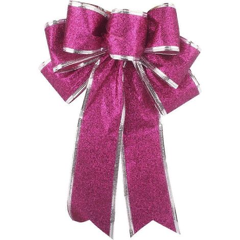 Nœud décoratif pour couronne de Noël Uanit, décoration de sapin, ruban rose pailleté brillant pour la maison, la porte et l'extérieur, compatible avec Uanit (1/5)