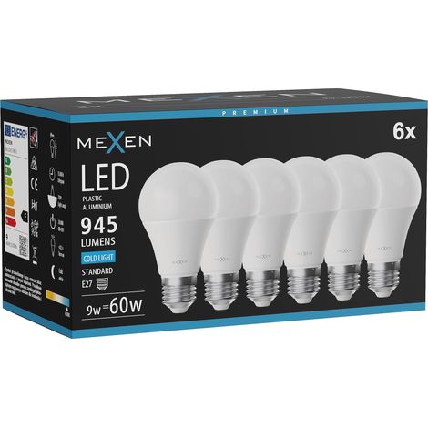 Mexen Nova 6x Ampoule LED E27, A60, 9W, Froide - 6500K, 945 lm - L100-E27-0965-01x06 (1/3)