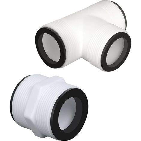 LALAGO Lot de 2 raccords de piscine 38 mm 2 et 3 voies - Adaptateur de tuyau de piscine avec 5 joints noirs - Raccord de tuyau en PVC - Rallonge de tuyau d'arrosage - Accessoires de piscine (1/5)