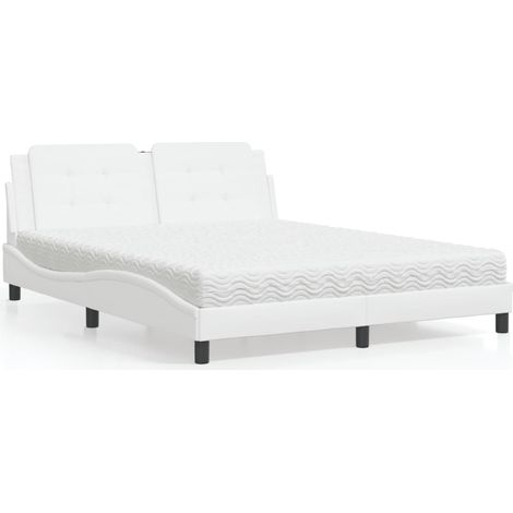 Lit avec matelas Zadar blanc 160x200 cm similicuir