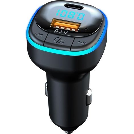Potente trasmettitore FM wireless da 25 W per auto, streaming musicale a mani libere, caricabatterie per auto USB Type-C veloce, lettore MP3 ad alta velocità e ricevitore audio di alta qualità per l'i