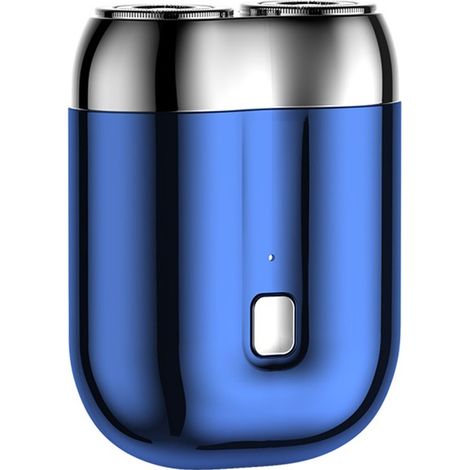 Mini rasoir électrique à deux têtes - Idée cadeau - Fête des Pères - Moteur haute vitesse - Double anneau coudé - Bleu (1/5)